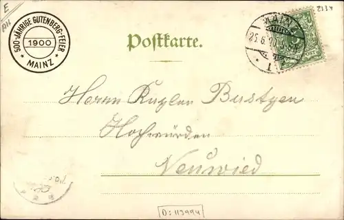 Litho Mainz in Rheinland Pfalz, Johann Gensfleisch zu Gutenberg, Buchdruck