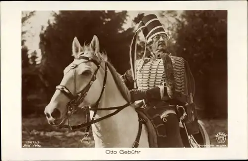 Ak Schauspieler Otto Gebühr, Portrait auf einem Pferd, Ross Verlag 3875 2