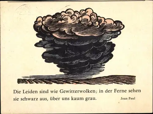 Künstler Ak Gampp, Josua Leander, Die Leiden sind wie Gewitterwolken, Zitat von Jean Paul