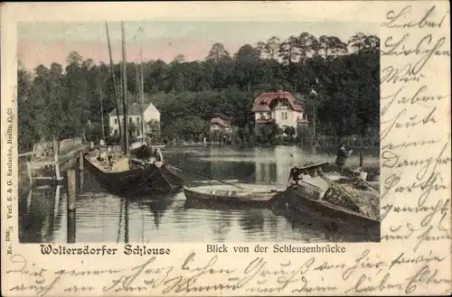 Ak Woltersdorf bei Berlin, Blick von der Schleusenbrücke