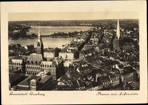 Ak Hamburg, Binnen- und Aussenalster von der Katharinenkirche aus