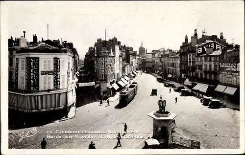 Ak Clermont Ferrand Puy de Dôme, Place Gaillard, Rue du Onze Novembre et Av. des Etas Unis