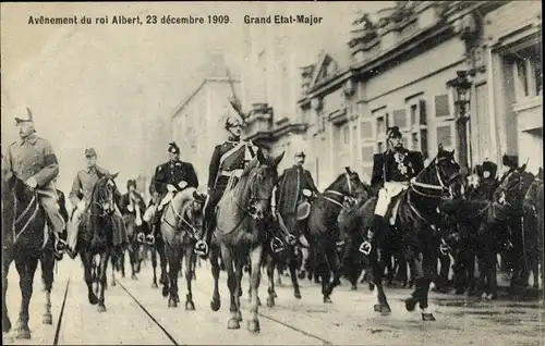 Ak König Albert I. von Belgien, Avênement du roi, 23.12.1909, Grand Etat Major