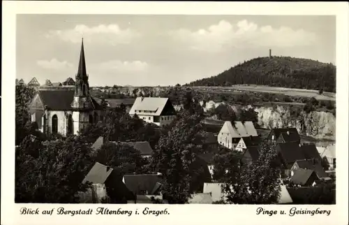 Ak Altenberg im Osterzgebirge, Blick über die Dächer der Stadt auf Pinge u. Geisingberg
