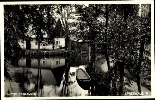 Ak Lübbenau im Spreewald, Wotschofskaweg, Uferpartie