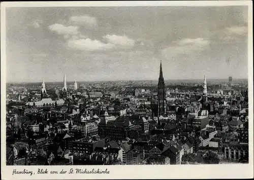 Ak Hamburg, Stadtansicht von der St. Michaeliskirche