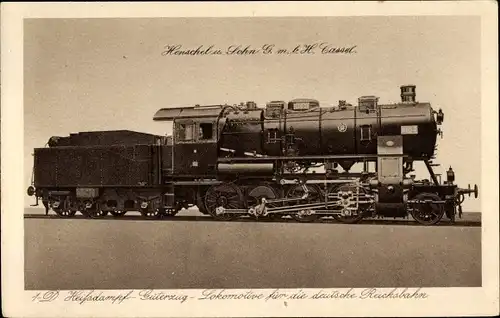 Ak Deutsche Eisenbahn, Dampflokomotive, Henschel und Sohn GmbH Kassel, 1 D Heißdampf Güterzug