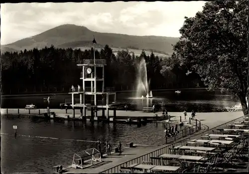 Ak Großschönau in Sachsen, Waldstrandbad, Sprungturm