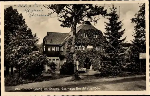 Ak Hirschsprung Altenberg im Erzgebirge, Gasthaus Buschhaus 