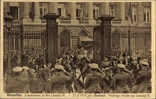 Ak Bruxelles Brüssel, L'avênement du Roi Léopold III., 23.2.1934