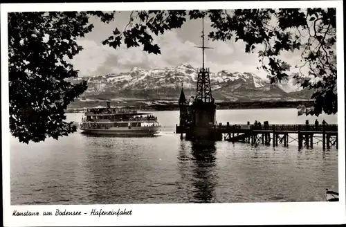 Ak Konstanz am Bodensee, Hafeneinfahrt, Fähre