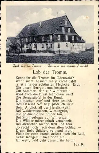Gedicht Ak Grasellenbach Kreis Bergstraße, Gruß von der Tromm, Gasthaus zur schönen Aussicht