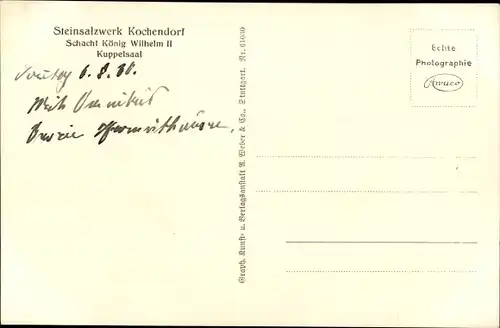 Ak Kochendorf Bad Friedrichshall Landkreis Heilbronn, Steinsalzwerk, Schacht Wilhelm II., Kuppelsaal