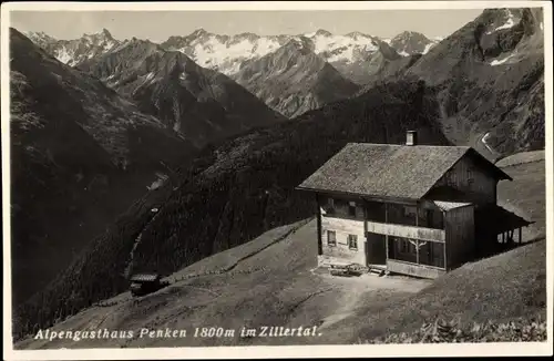 Ak Zillertal Tirol, Alpengasthaus Penken, Gebirgspartie