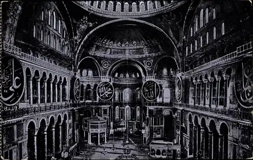 Ak Konstantinopel Istanbul Türkei, Intérieur de la Mosquée Sainte Sophie