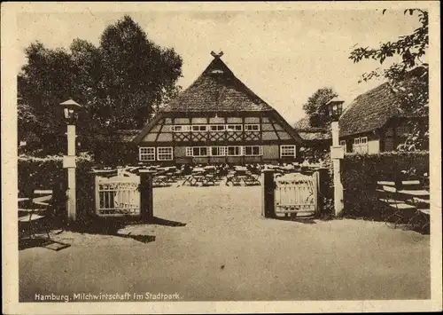 Ak Hamburg Nord Winterhude, Milchwirtschaft im Stadtpark, Fachwerkhaus