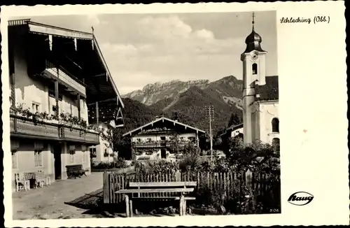Ak Schleching Oberbayern, Ortspartie
