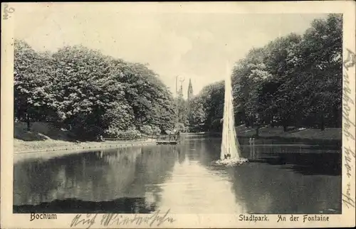 Ak Bochum im Ruhrgebiet, Stadtpark, Wasserfontaine