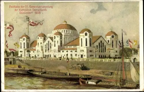 Künstler Ak Düsseldorf am Rhein, 55. Generalversammlung der Katholiken Deutschlands 1908, Festhalle