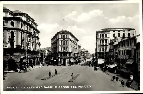 Ak Padova Padua Veneto, Piazza Garibaldi e Corso del Popolo