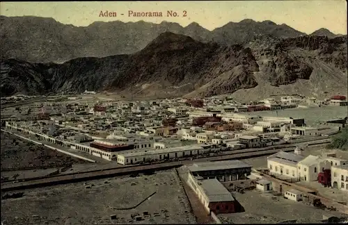 Ak Aden Jemen, Panoramablick auf die Stadt