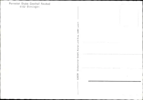 Ak Binningen Kt. Basel Land Schweiz, Gasthof Neubad, Perrottet Stube, Standuhr 