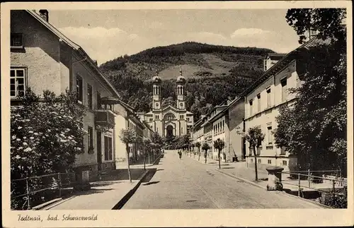 Ak Todtnau im Südschwarzwald, Kirche, Straßenpartie