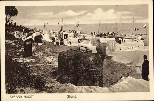 Ak Niechorze Horst Pommern, Strand, Strandkörbe