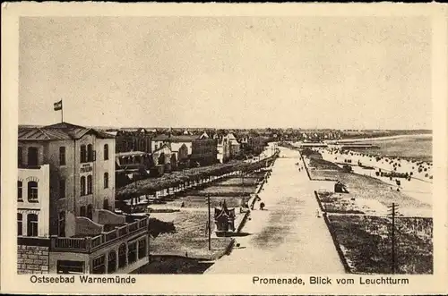 Ak Rostock Warnemünde, Promenade, Blick vom Leuchtturm