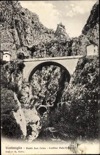 Ak Ventimiglia Liguria, Ponte San Louis, Confine Italo Francese