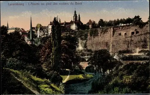 Ak Luxemburg, L'Alzette au pied des rochers du Bock