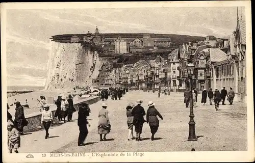 Ak Mers les Bains Somme, L'Esplanade de la Plage