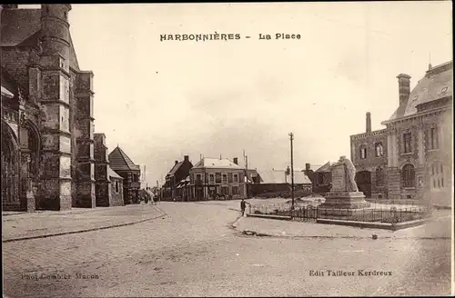 Ak Harbonnières Somme, La Place