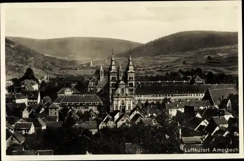 Ak Amorbach in Unterfranken, Teilansicht vom Ort, Kloster, Kirche