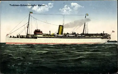 Ak Turbinen Schnelldampfer Kaiser, HAPAG Seebäderdienst