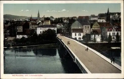 Ak Werdohl im Märkischen Sauerlandkreis, Lennebrücke, Kirchen