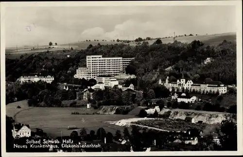 Ak Schwäbisch Hall in Baden Württemberg, Neues Krankenhaus, Diakonissenschule, Fußballplatz