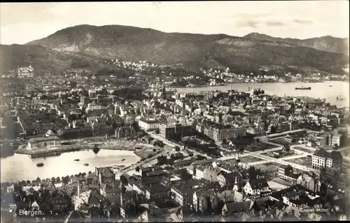 Ak Bergen Norwegen, Panoramablick auf die Stadt