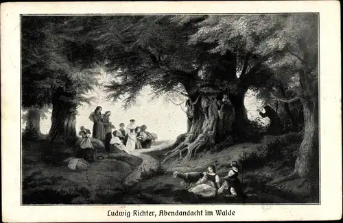 Künstler Ak Richter, Ludwig, Abendandacht im Walde