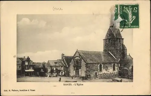 Präge Passepartout Ak Ranes Orne, L'Église