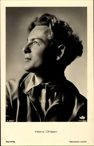 Ak Schauspieler Heinz Ohlsen, Portrait, seitliches Profil, Ross Verlag 3342/1