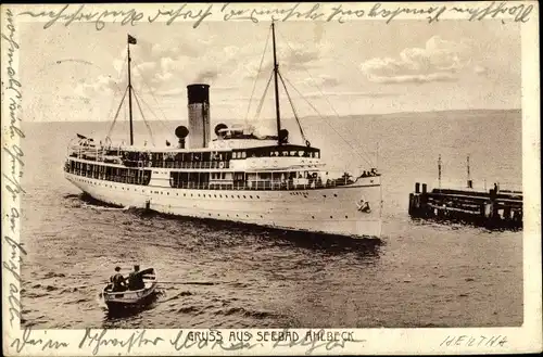 Ak Ostseebad Ahlbeck Heringsdorf auf Usedom, Dampfer Hertha 