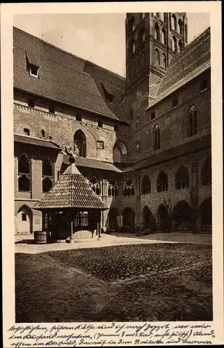 Ak Malbork Marienburg Westpreußen, Kreuzgang im Hochschloss