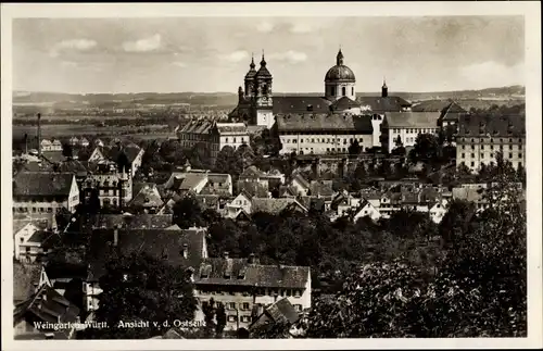 Ak Weingarten in Württemberg, Totalansicht vom Ort, Schloss, Ostseite, Vogelperspektive