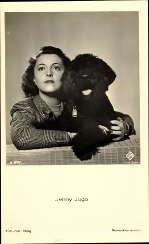 Ak Schauspielerin Jenny Jugo, Portrait, Hund, UFA