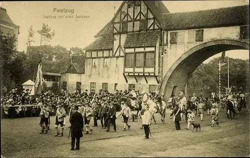 Ak Hamburg Mitte Altstadt, 16. Deutsches Bundesschießen 1909, Jagdzug der alten Sachsen, Torbogen