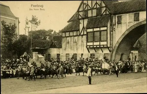 Ak Hamburg Mitte Altstadt, 16. Deutsches Bundesschießen 1909, Festzug die Neue Burg