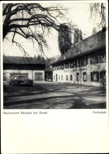 Ak Neubad Bâle Basel Stadt Schweiz, Restaurant, Parkplatz