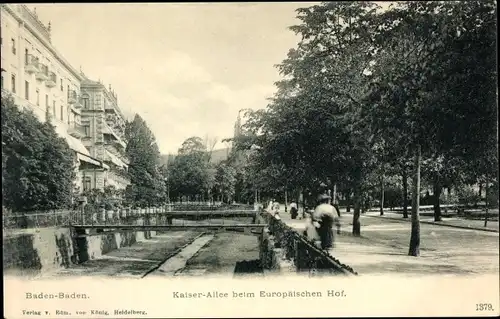 Ak Baden Baden am Schwarzwald, Kaiserallee beim Europäischen Hof