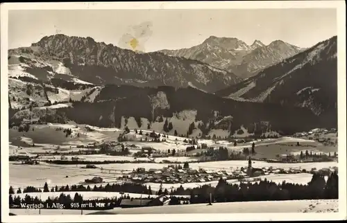 Ak Wertach im Allgäu, Gesamtansicht im Winter